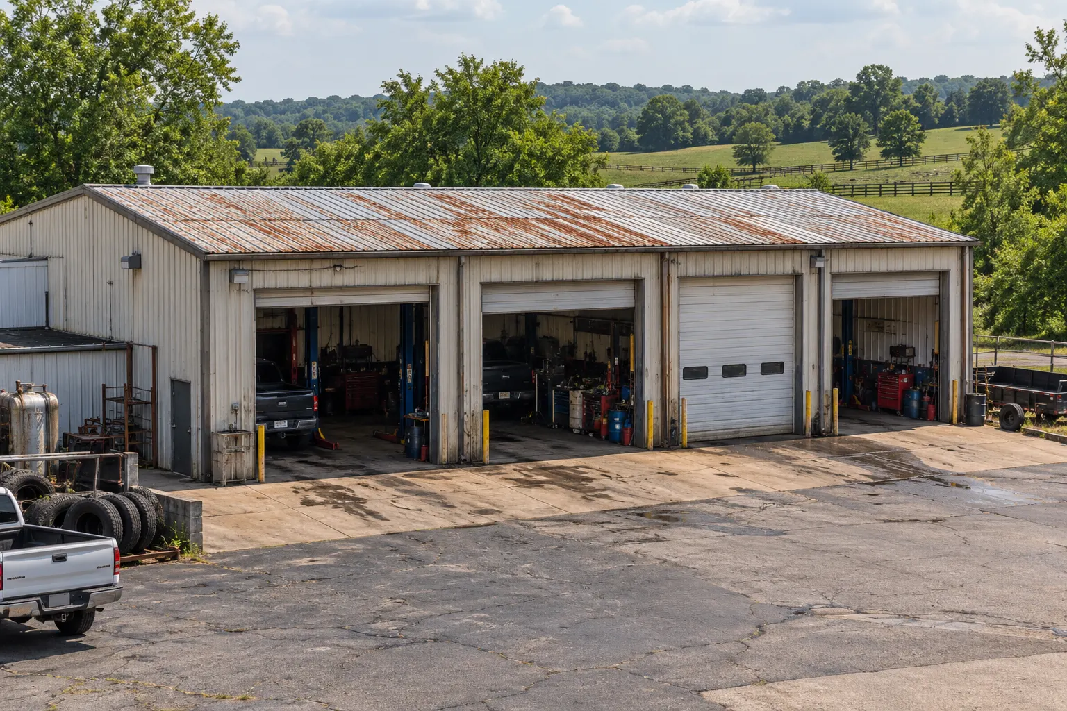 Metal-roofed commercial building in central Kentucky